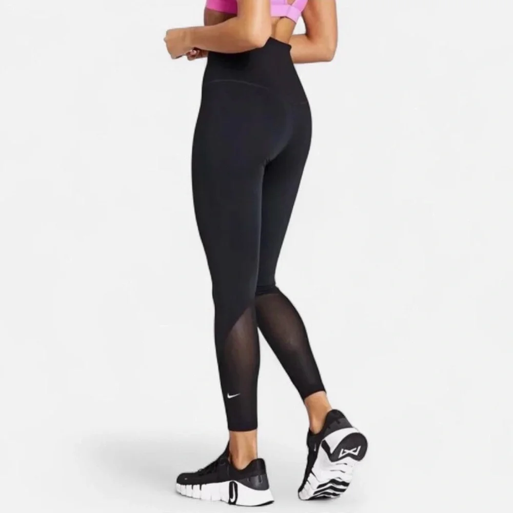 NIKE ONE Women TIGHT & DRI FIT HIGH RISE Yoga 7/8Leggings-Black - Picture 3 of 14